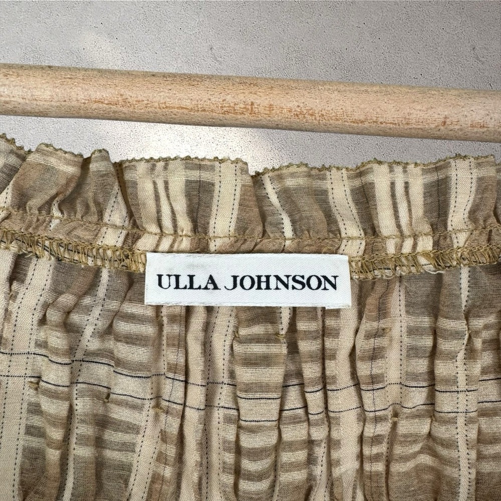 ULLA JOHNSON Camille Smocked Plaid Tank Top Blouse Cotton Silk Sz 4‎ - Picture 6 of 9